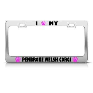  Pembroke Welsh Corgi Paw Love Dog license plate frame 
