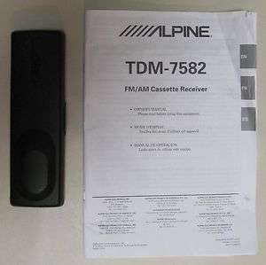 Alpine TDM 7582 FM AM Cassette MANUAL + Hard Faceplate Stereo CARRYING 