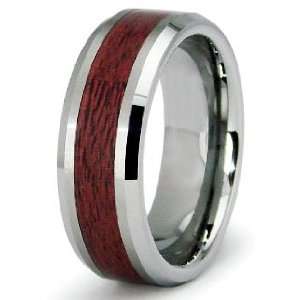  Tungsten Carbide Maple Wood Inlay Wedding Band Ring 8mm Sz 
