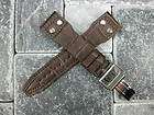 22mm PILOT Rivet Style Brown Genuine Leather Strap Deployment Buckle 