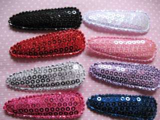 80 Sequin Covers Hair Clip Snap 55mm baby Kit 8 Colors CP008 1  