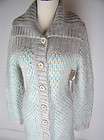 NWT MODA International Blue/Grey Button Down Wool Croch