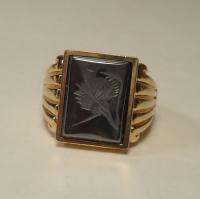 Mens 10k Gold 12.7g Intaglio Hematite Ring~Sz 10.5~$800  