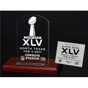  Super Bowl XLV Commemorative Etched Plaque Sports 