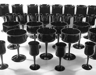   CRYSTAL Retro Black Goblets Wine Glasses Stemware Set in 4 Sizes