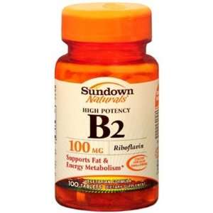  Sundown Naturals  Vitamin B 2, 100mg, 100 tablets Health 