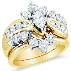  Bridal Engagement Ring with Matching Wedding Band Two 2 Ring Set 