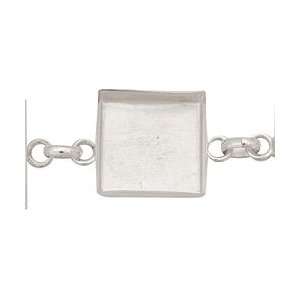  Silver (plated) Square Bezel Link Bracelet 19mm Supplys 