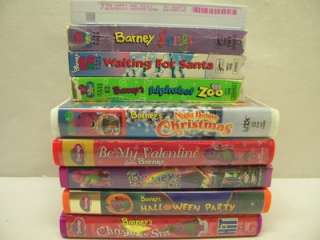 Lot of 9 Barney VHS Videos Halloween Party Christmas Songs Alphabet 