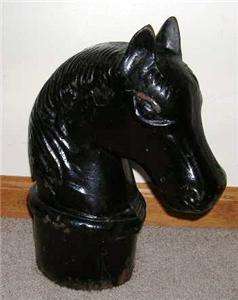 Lg 16 pound ANTIQUE 1880s/90s CAST IRON HORSE HEAD HITCHING POST 