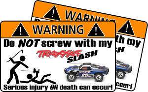 Traxxas Slash BLUE warning sticker RC Short Course Race  