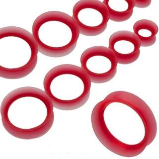 Pair 0G Red Silicone Ear Skin Very Thin Tunnels Plugs 8MM Piercings 