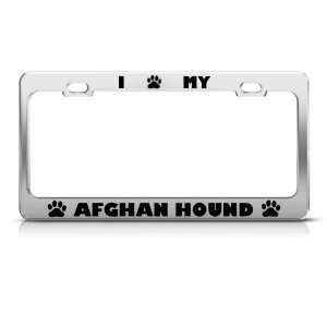 Afghan Hound Dog Dogs Chrome Metal license plate frame Tag Holder