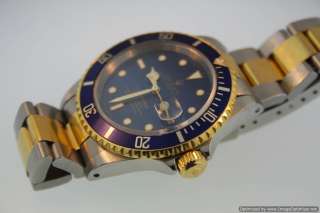 18K YELLOW GOLD TWO TONE ROLEX SUBMARINER DATE BLUE DIAL AND BEZEL 