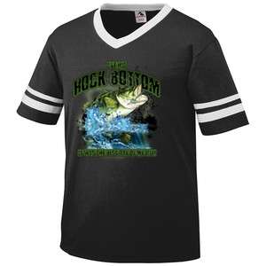 Rock Bottom Fishing Mens V neck Ringer T shirt Outdoors Sports Bass 
