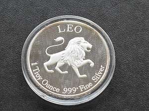 LEO ZODIAC SILVER ART ROUND 1 TROY OUNCE NATIONAL COMMERCIAL C0347 