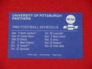 1982 Pittsburgh Panthers Pitt NCAA Football Schedule  