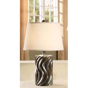  Set of 2 Table Lamps with Wave Design in Grey Silver 