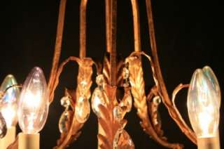 a22 UNIQUE ANTIQUE French GOLD GILT Basket Crystal Chandelier Light 