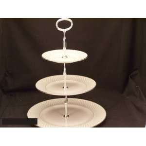 Waterford China Crosshaven Platinum Hostess Tray 3 Tier  