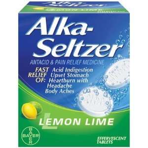 Alka Seltzer Antacid & Pain Reliever Effervescent Lemon Lime 36 ct 