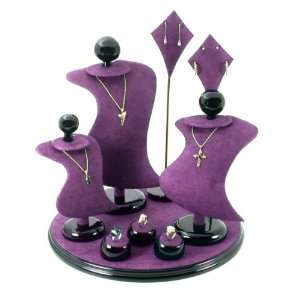  Earring, Necklace & Ring Showcase Display Platform Purple 