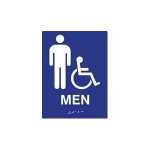   Accessible Mens Restroom Wall Signs   6x8   With Tactile Text Braille