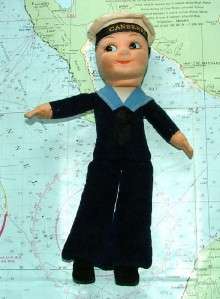 This is a c1950 P&O SS Canberra Norah Wellings type Sailor Doll. It is 