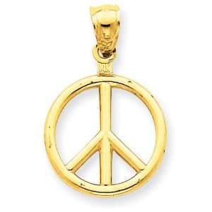  14k Yellow Gold Polished Peace Sign Charm Jewelry