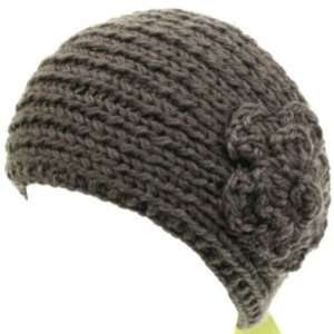  Knit Headband with Flower Charcoal Color 