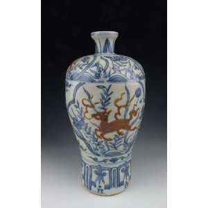  One Red&Blue Underglazed Decoration Porcelain Plum Vase 