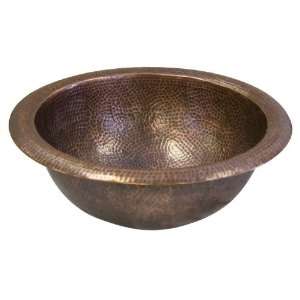 Brass Elegans 108RSR ANTQ Large Round Sink/Self Rimming, Copper Hand 