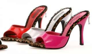   slide in it is patent with leopard accenting on each color the pink