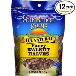 Sunridge Farms Walnuts Halves & Pieces, 6 Ounce Bags (Pack of 12 