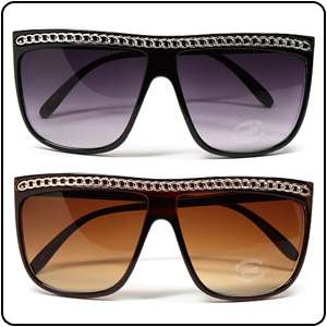 Chain Flat Top Womens and Mens Fashion Sunglasses Unisex Celebrity 
