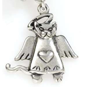  .925 Silver Kitty Cat Angel, Traditional Charm Great For 