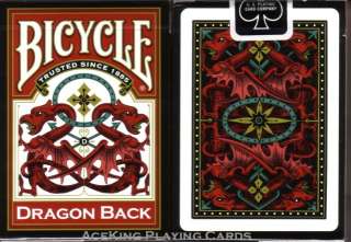 2deck BICYCLE RED DRAGON + DRAGON BACK playing cards  