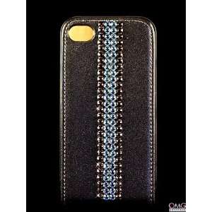  Bling, Crystal, iPhone 4 & 4S Flip Genuine Real Leather 