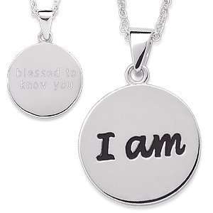  Sterling Silver I am Engraved Disc Pendant Jewelry