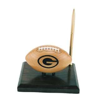  Green Bay Packers Carved Laces Wood Football Desk Set with 