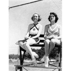  Blonde and Brunette Watching Tennis Match Photographic 