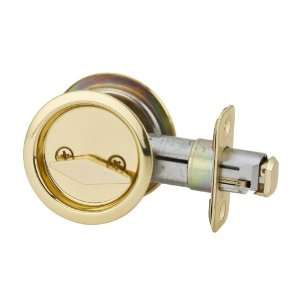 Kwikset 335 3 Polished Brass Pocket Door Lock Round Privacy Bed/Bath 