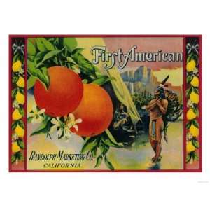  First American Lemon Label   California State Giclee 