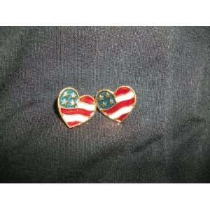  Heart Shaped American Flag Earrings 