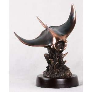  8 inch Copper Manta Ray Swimming Under The Sea By Coral 