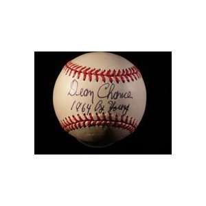  Signed Chance, Dean American League Baseball in Blue Ink 