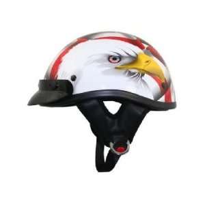  DOT Outlaw American Eagle Flag Half Motorcycle Helmet Sz L 