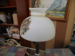 ANTIQUE COLEMAN TABLE LAMP WITH PAINTED GLOBEFUNCTIONALLY RESTORED 