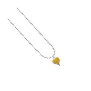  Small Long Yellow Heart Ball Chain Charm Necklace Arts 