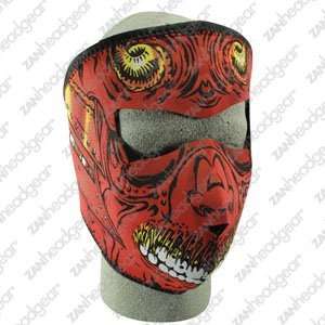  Neoprene Red Samurai Design Full Face Mask   Leatherbull 